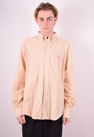 RALPH LAUREN MENS VINTAGE SHIRT XXL BEIGE 90S