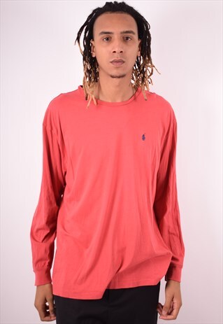 POLO RALPH LAUREN MENS VINTAGE TOP LONG SLEEVE XL RED 90S