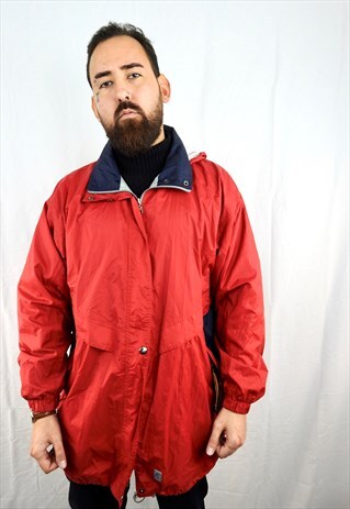 VINTAGE K-WAY WINDBREAKER ZIPPED HOODED COAT
