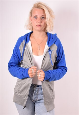 NIKE WOMENS VINTAGE HOODIE JACKET LARGE GREY 90S