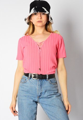 VINTAGE 90S PINK RIBBED TOP