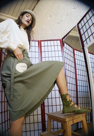 UNIQUE WRAP KHAKI SKIRT