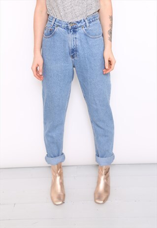 VINTAGE BLUE DENIM HIGH WAISTED MOM JEANS