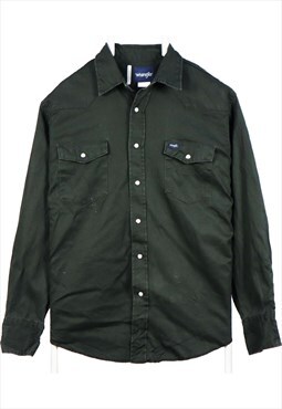 Vintage 90's Wrangler Shirt Button Up Long Sleeve Green