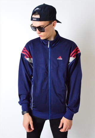 VINTAGE 90S NAVY BLUE ADIDAS BOMBER JACKET