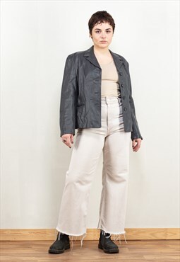 Vintage 80's Grey  Leather Jacket 