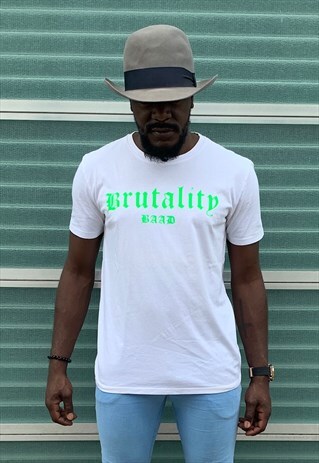 BAAD T-SHIRT WHITE BAAD BRUTALITY (NEON GREEN)