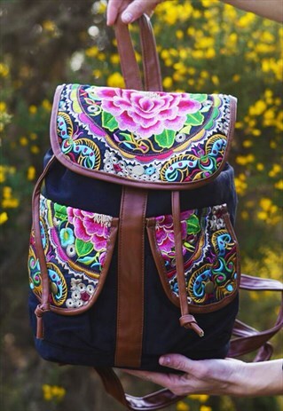 MULTI COLOURED FLORAL RUCKSACK BAG