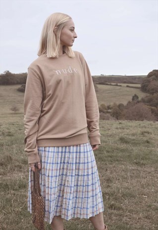 NUDE ETHICS ORGANIC EMBROIDERED BROWN SWEATSHIRT GRAPHIC