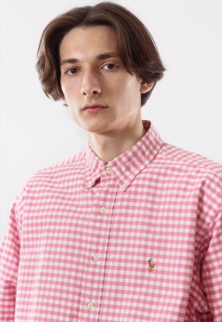 VINTAGE MENS POLO RALPH LAUREN PLAID CHECK LONG SLEEVE SHIRT