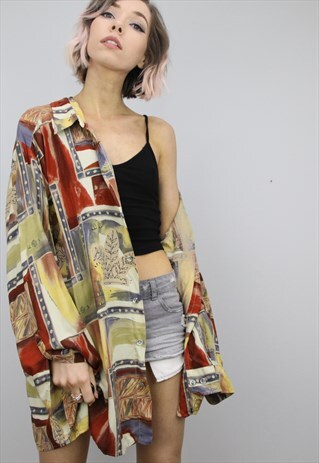 VINTAGE 80S/90S OVERSIZED PATTERNED SHIRT
