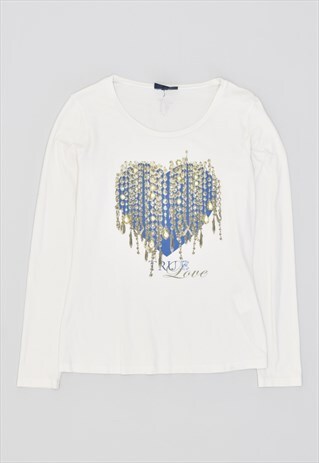 VINTAGE 00'S Y2K TRUSSARDI TOP LONG SLEEEVE WHITE