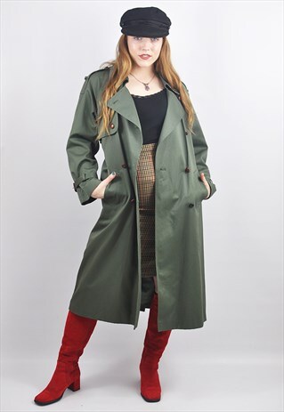 VINTAGE 90S LONG OLIVE MAC COAT DUSTER