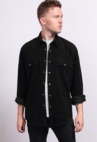 VINTAGE CORDUROY CORD SHIRT BLACK