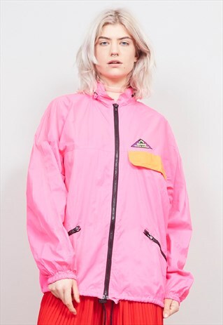 VINTAGE 80'S AESSE OVERSIZED NEON PINK SHELL JACKET