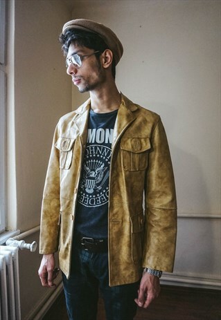 VINTAGE FADED BROWN LEATHER COAT