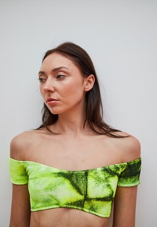 TIE DYE WHITNEY OFF THE SHOULDER CROP TOP