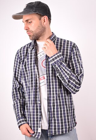 WOOLRICH MENS VINTAGE SHIRT XL BLUE CHECK 90S