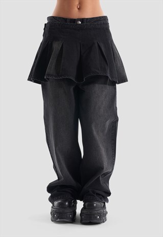 DAYBREAKER CO-ORD MID RISE OVERSIZED JEANS IN DARK GREY