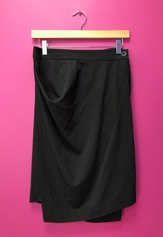 00's Vintage Pencil Skirt Black Pinstripe