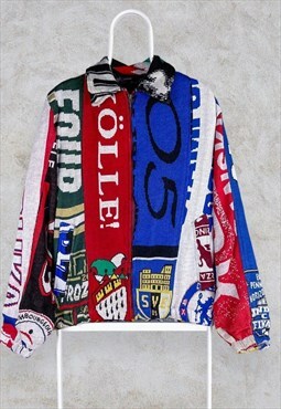 Vintage Reworked Football Scarf Jacket Harrington Large