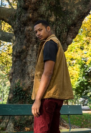 VINTAGE 90S / Y2K REVERSIBLE CORDUROY GILET VEST