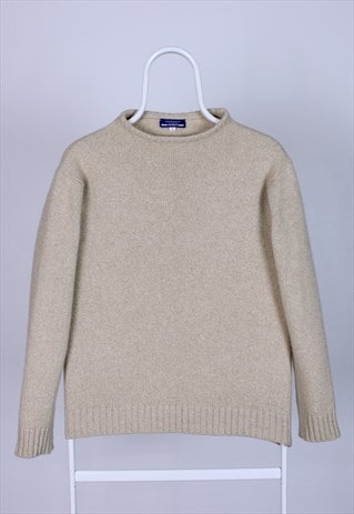 BURBERRY SWEATER BLUE LABEL VINTAGE PURE WOOL BEIGE M BEIGE