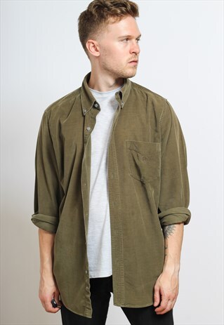 VINTAGE RALPH LAUREN CHAPS CORDUROY SHIRT BROWN