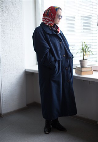 VINTAGE 80'S NAVY WARM TRENCH COAT