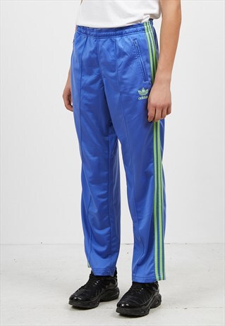 VINTAGE RETRO BLUE GREEN ADIDAS TRACK BOTTOMS JOGGERS