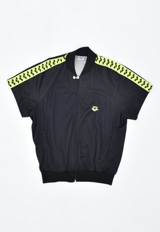 VINTAGE 90'S ARENA SHORT SLEEEVE TRACKSUIT TOP JACKET BLACK