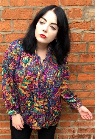 FLORAL PRINT VINTAGE PUSSY BOW BLOUSE