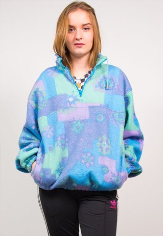 VINTAGE 90'S PASTEL PATTERNED FLEECE QUARTER ZIP JUMPER