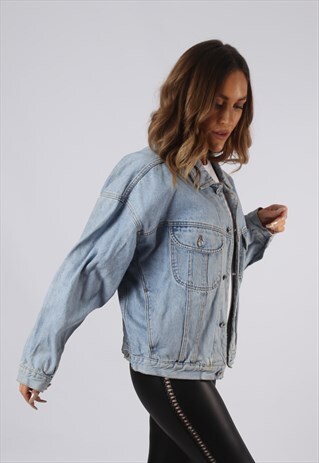 VINTAGE DENIM JACKET OVERSIZED FITTED UK 14 LARGE (CCA)