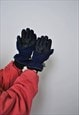 WOMEN SKI GLOVES, VINTAGE BLUE SNOWBOARD GLOVES FOR HER
