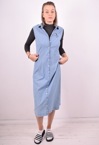 DISNEY WOMENS VINTAGE DENIM DRESS SMALL BLUE 90'S