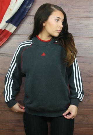 VINTAGE ADIDAS 90'S HOODIE GREY SMALL 37