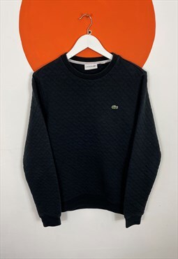 Lacoste Quilted Sweatshirt Black Size 3 UK Small