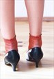 WHITE AND BLACK COLOUR BLOCK POINTED VINTAGE HEELS