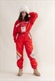 VINTAGE 80S FUNKY RED ONE PIECE SKI SNOW SUIT L