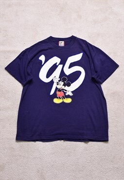 Vintage 90s Disney Mickey Mouse Navy Print T Shirt