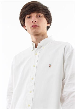 VINTAGE POLO RALPH LAUREN 90S WHITE LONG SLEEVE