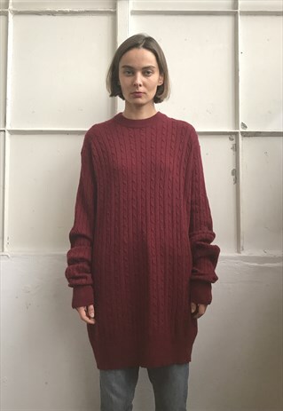 VINTAGE 90' COOL GRUNGE LONG MAROON CASHMERE JUMPER