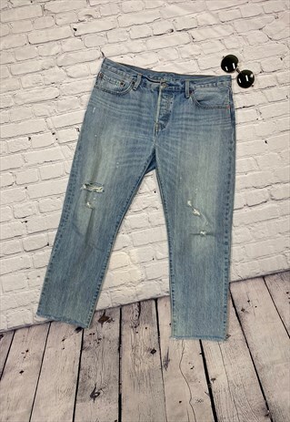 BLUE DISTRESSED LEVI'S 501 JEANS