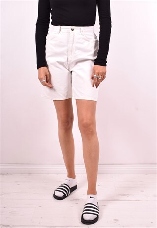 WOMENS VINTAGE DENIM SHORTS W26 WHITE 90S