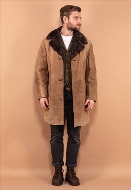 Vintage 70's Men Sheepskin Coat in Light Brown