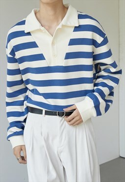 Men's Striped knit polo shirt