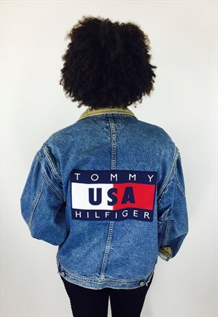 VINTAGE TOMMY HILFIGER 90S BIG LOGO DENIM JACKET