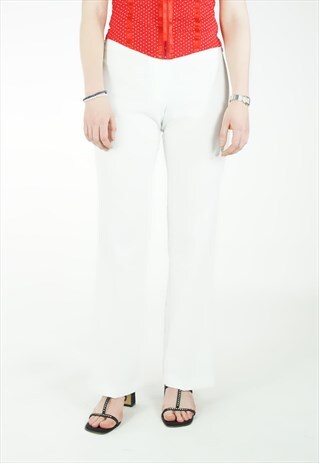 VINTAGE 90S WHITE WIDE LEG TROUSERS