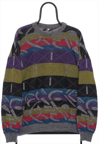 VINTAGE ABSTRACT PATTERN KNITTED JUMPER WOMENS